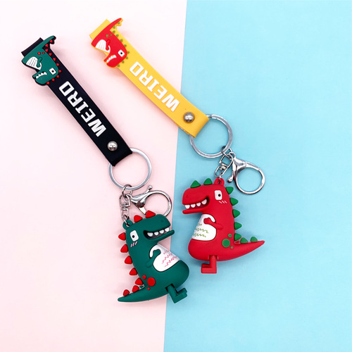 3D cute little dinosaur special-shaped rope keychain doll doll pendant bag pendant toy metal keychain