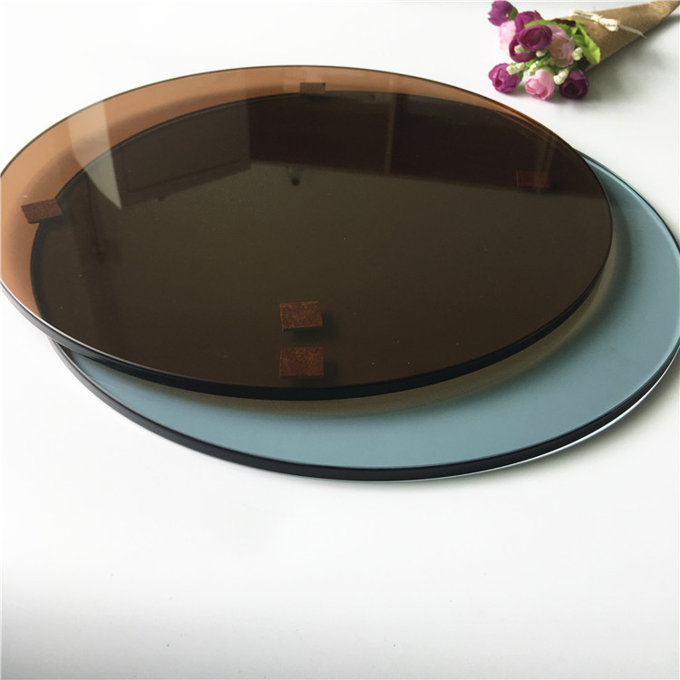 定制5mm/6mm/8mm/10mm/12mm 金茶/水晶灰玻璃 圆形色玻钢化玻璃|ms