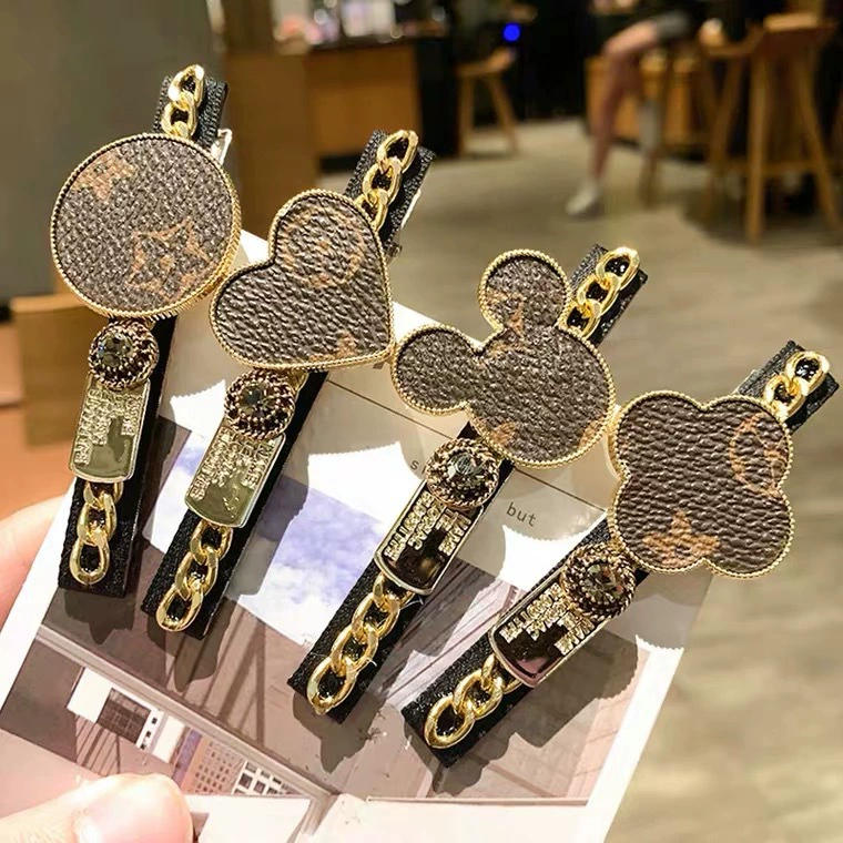 Канель-стиль заколка для волос набор с жемчужинами в духе Chanel и акцентами в виде маленького медвежонка, различные цвета