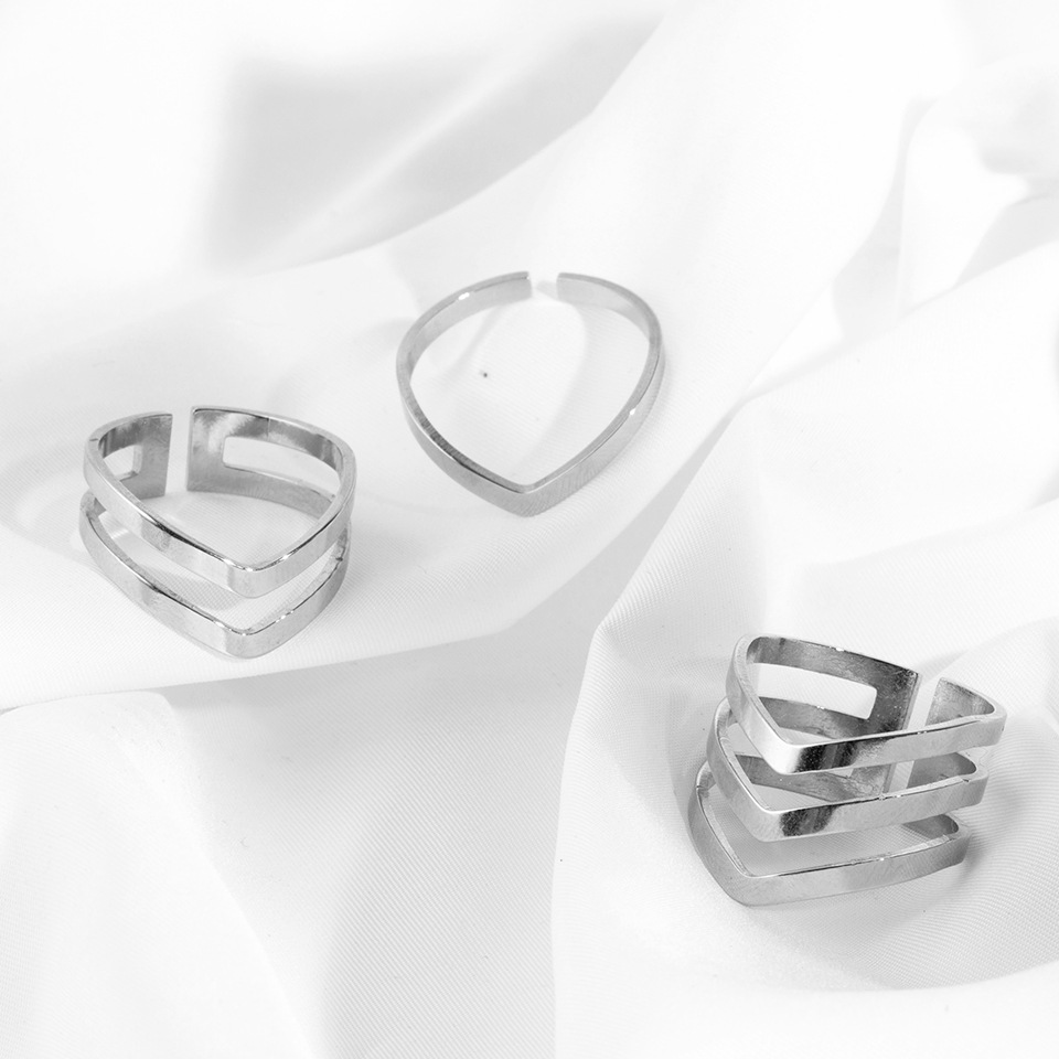 Simple Style Geometric Stainless Steel Open Rings display picture 6