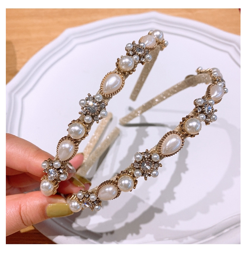 Korean New Fashion Retro Palace French Pearl Flower Cheap Headband Wholesale display picture 8