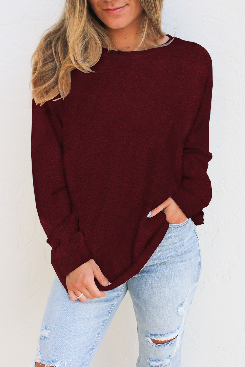 women s autumn new style loose casual long-sleeved round neck pullover ladies sweater  NSSI2723