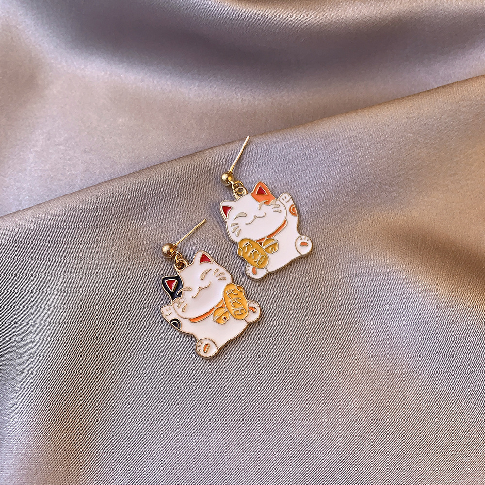 New Asymmetrical  Cute Panda Puppy Lucky Cat Earrings display picture 6