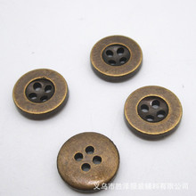 厂家直销ABS电镀四眼纽扣 1.2CM圆形四眼纽扣 ABS塑料青古铜纽扣