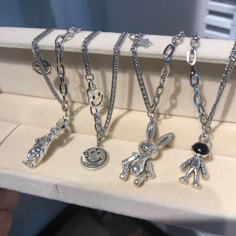 Titanium Steel Necklace Mechanical Rabbit Design Hiphop Style_voghion.com