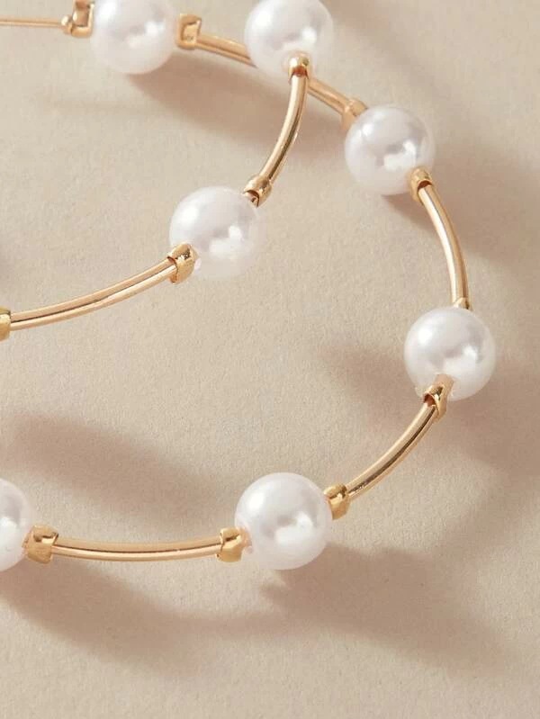 Simple Large Circlecreative Retro Simple Pearl Earrings display picture 3
