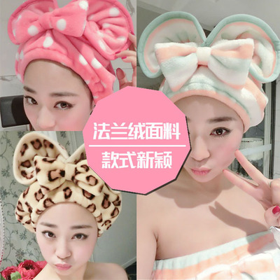 韓國可愛通用款浴帽透氣加大加厚柔軟幹發毛巾愛美容法蘭絨幹發帽