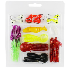 獵高多功能路亞假餌套裝40件鉛頭鈎軟餌組合套裝仿生餌釣魚餌跨境