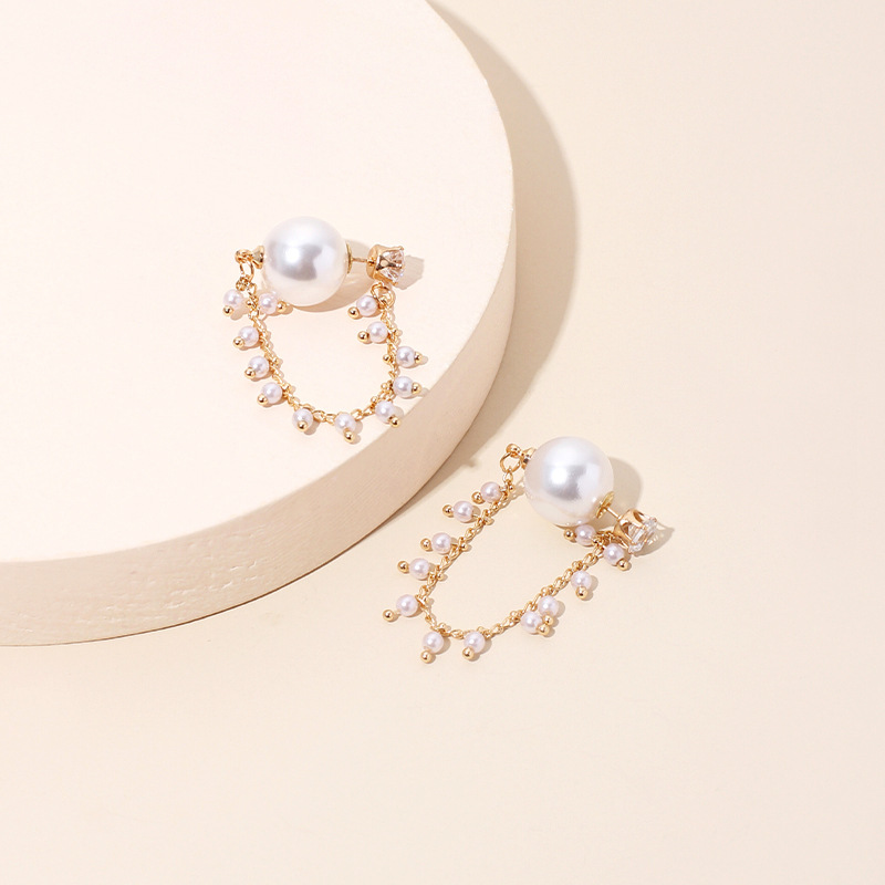 8g Weight Earrings Classification Wedding, Travel Occasion Women'S Gender Gold Color Korea's Designer Pearl Earrings High-end Sense Of Long Tassel Rhinestone Earrings Wholesale Nihaojewelry 4