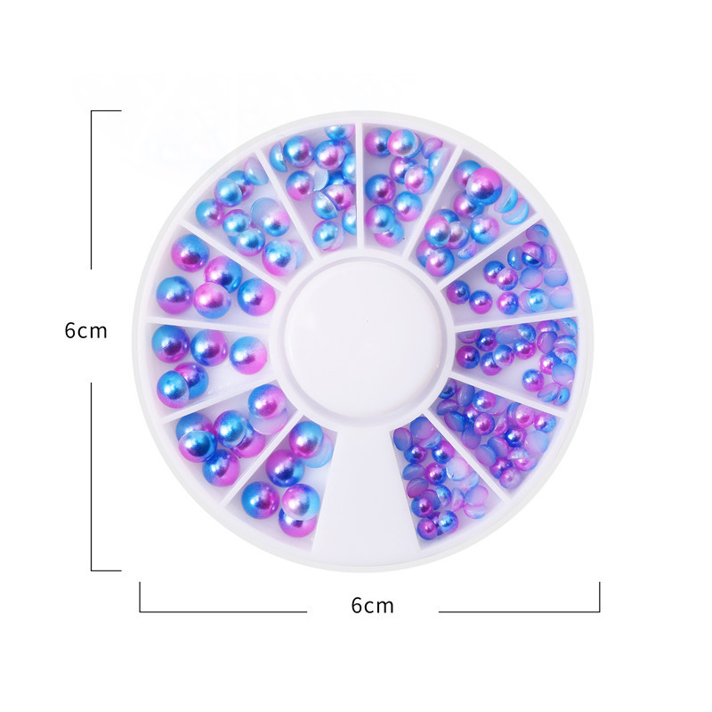 Cruz-frontera decoración de uñas sirena gradiente de color mágico perla diamante placa media superficie perla joyería de uñas