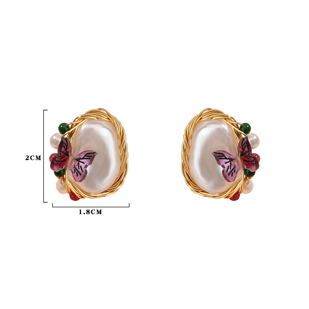 Retro Schmetterling Naturstein Mode Ohrringe display picture 2