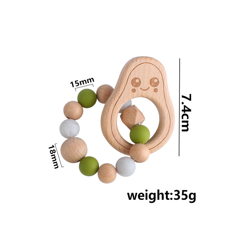 Bebé haya dibujos animados juguete aguacate mordedor pulsera bebé Seguridad Protección Ambiental silicona chupete cadena mordedor palo
