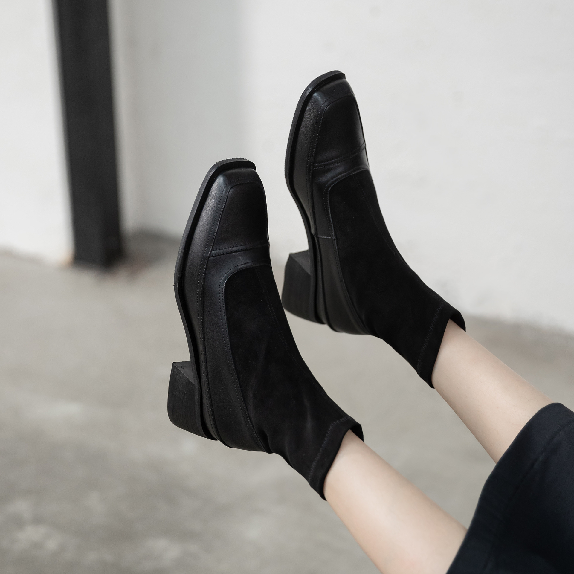Chiko Elisia Square Toe Block Heels Boots