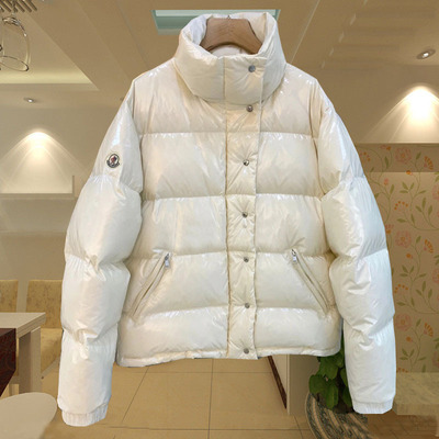 袖章羽絨服女2020冬季新款寬松加厚白色亮面立領氣質短款外套女