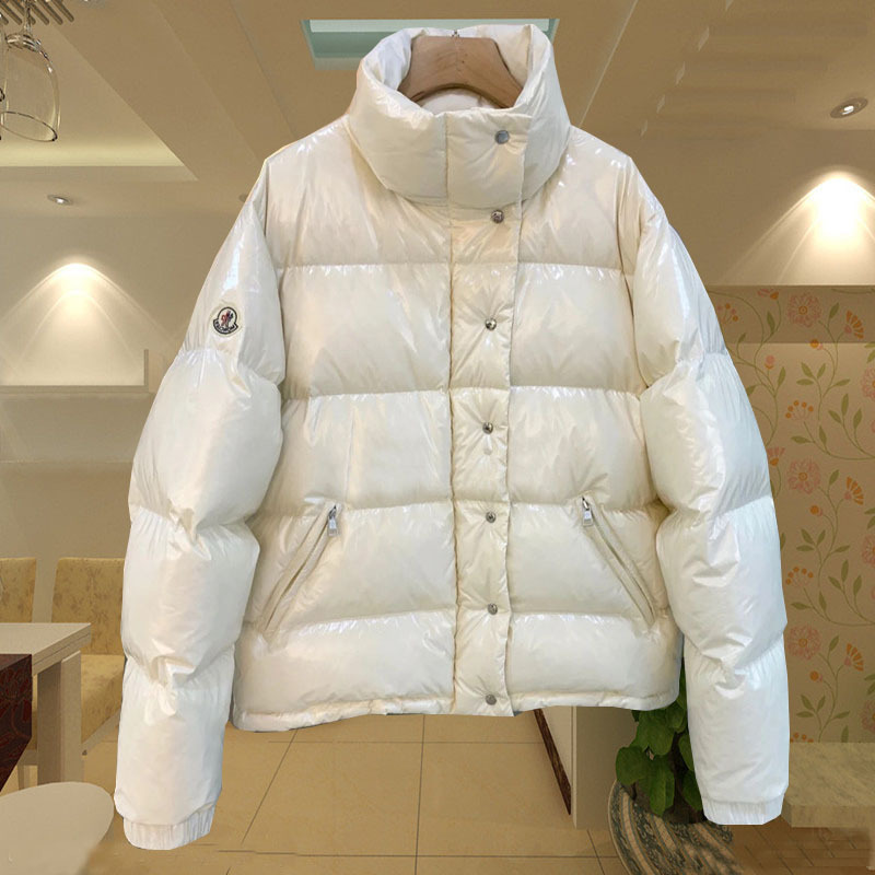 袖章羽絨服女2020冬季新款寬松加厚白色亮面立領氣質短款外套女