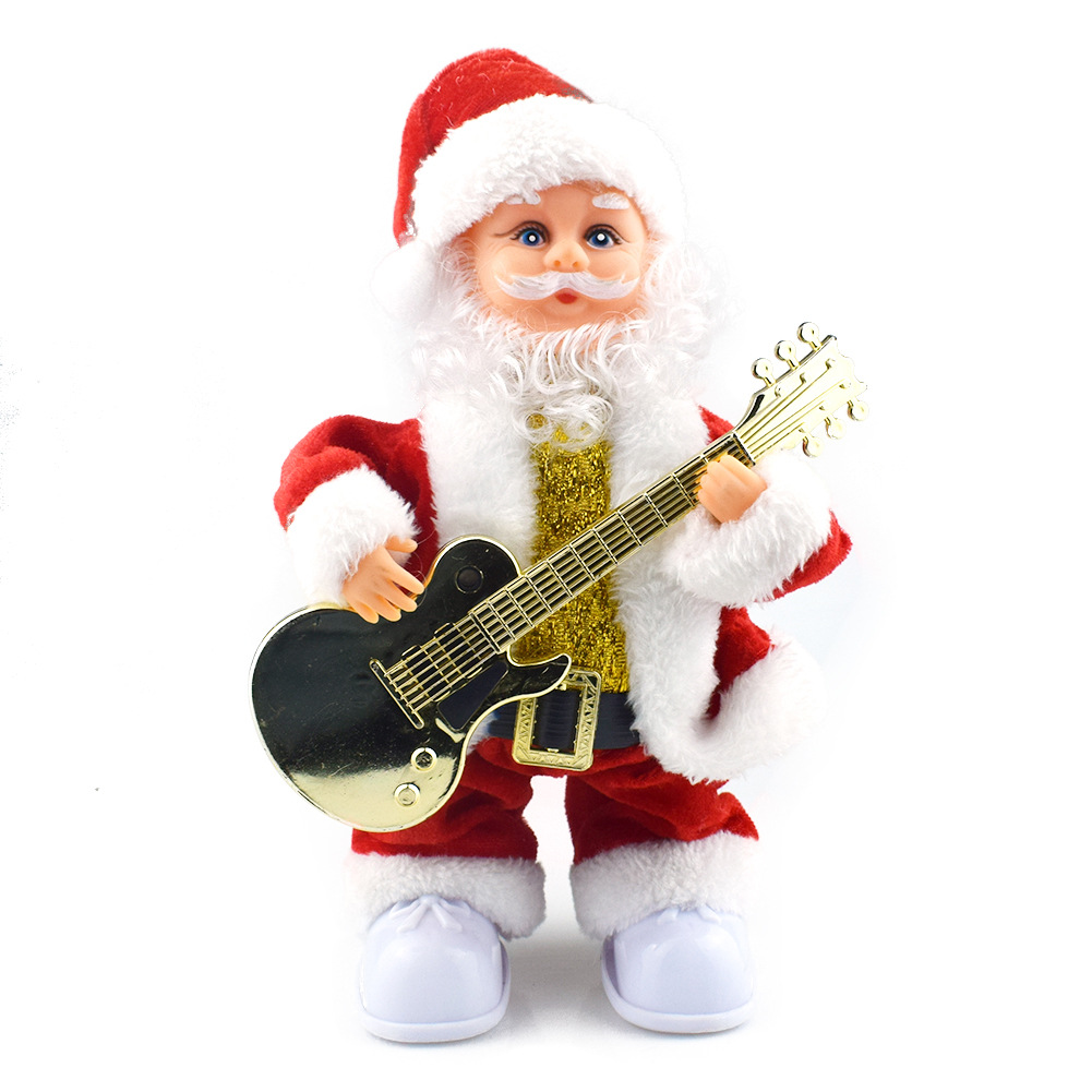 novel Interesting music guitar Dynamic swing Santa Claus Electric Toys Christmas gift ornament