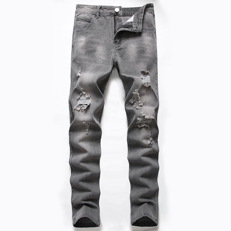 Neue Herren-Jeans im Used-Look, modische und lässige Jeans mit geradem Bein_voghion.com