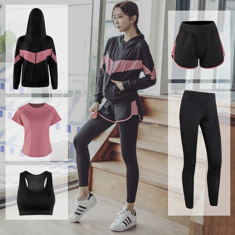 Autumn and Winter new yoga clothes women's suit loose quick-drying five-piece running sports women's fitness clothes factory direct sales