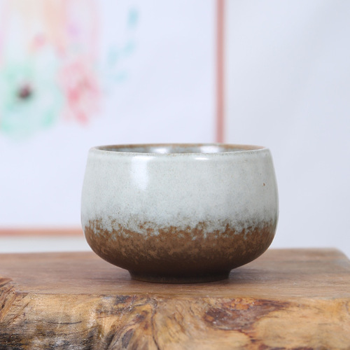 Rough pottery Five Elements Cup Kung Fu Tea Cup kiln-turned retro tea cup tea bowl personal master cup gift box can be customized with logo