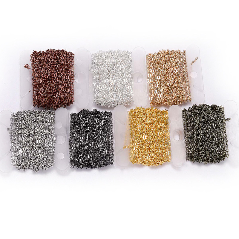 DIY Jewelry Chain Wholesale O-Shaped Cross Chain Luggage Pendant Chain Accessories Metal Flattened Oval Chain Jewelry