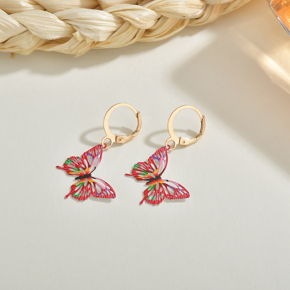 Cute Painted Butterfly Earrings display picture 4