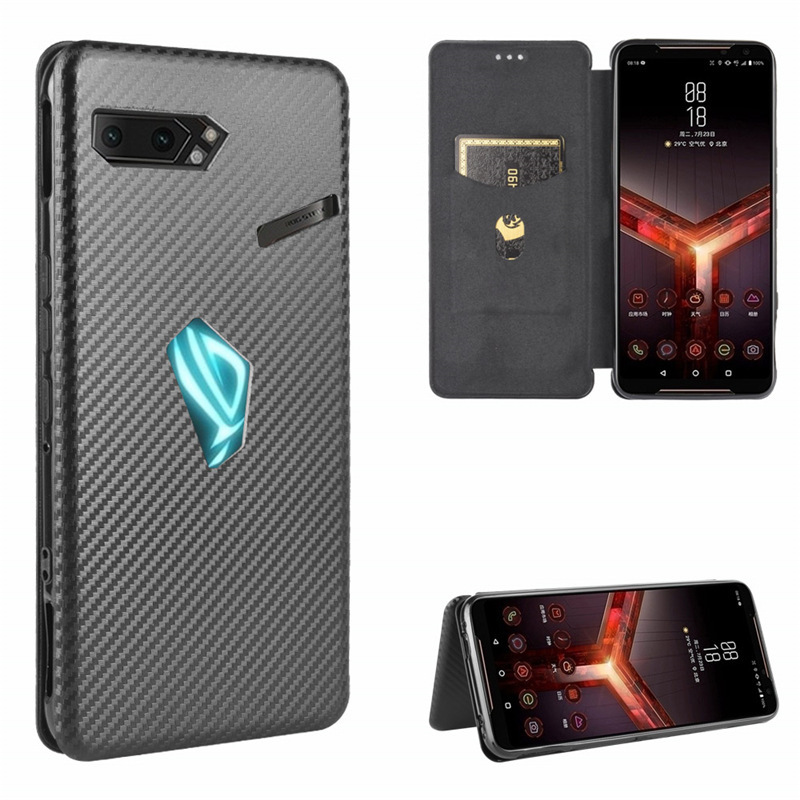 Carbon fiber flip Phone case for Asus ROG Phone II ROG Phone 2 ZS660KL