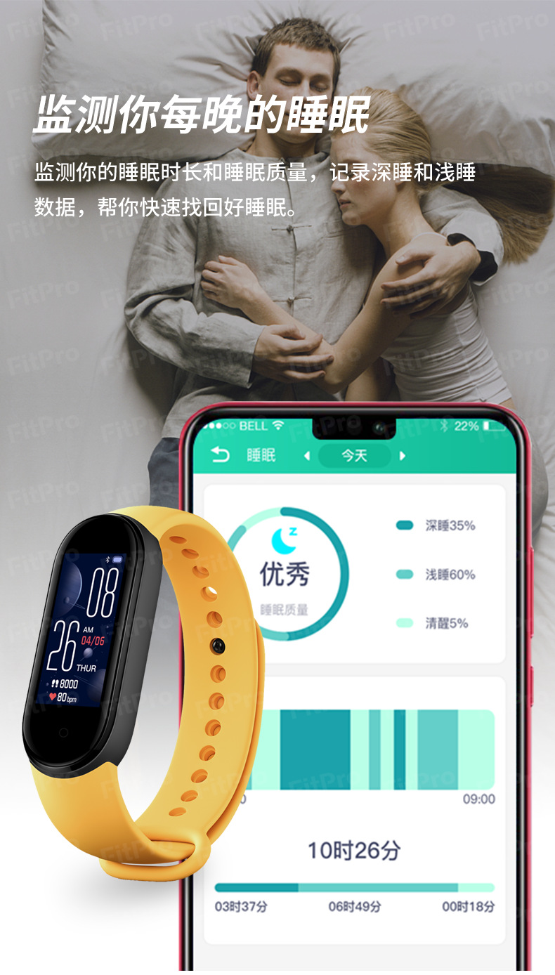 Cross-border M5 smart bracelet, step count, heart rate, blood pressure, blood oxygen, health, sleep monitoring, sports bracelet factory direct sales undefined