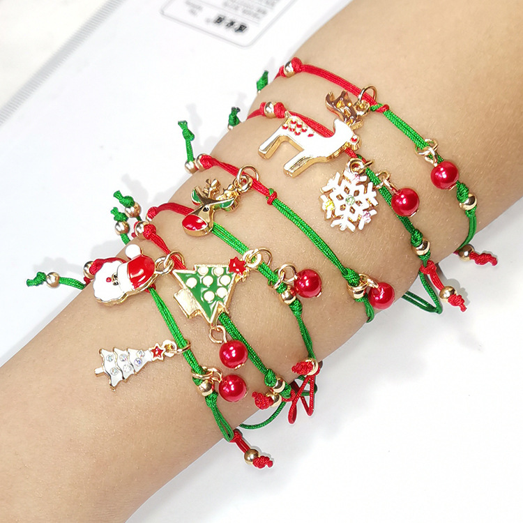 Mode Weihnachts Baum Weihnachtsmann-legierung Inlay Strass Steine Damen Armbänder 1 Stück display picture 1