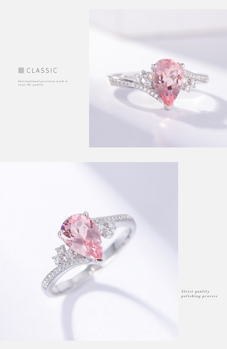 Fashion Water Droplets Copper Rings Inlay Zircon Copper Rings