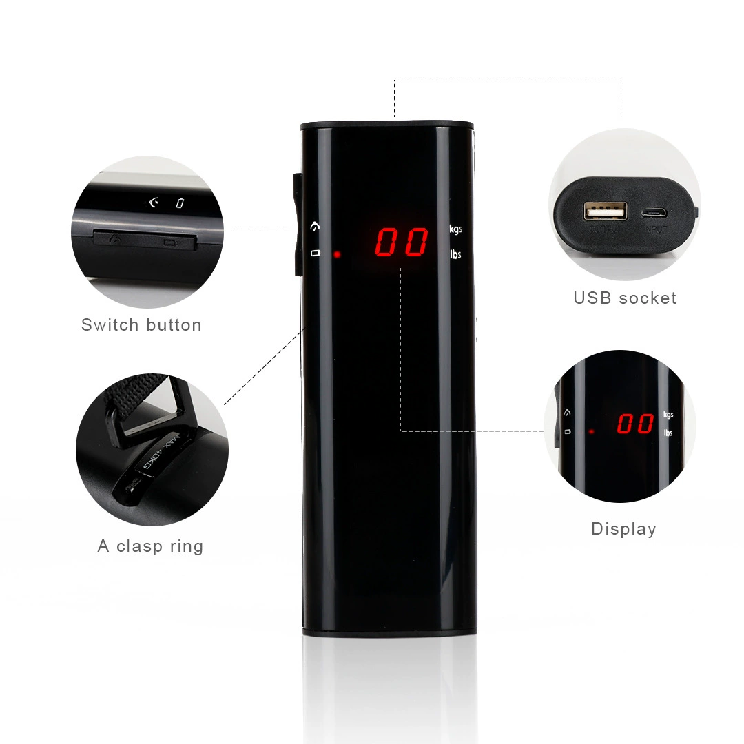 Масштаб портативного багажа снабжения масштаба ручной клади срочного электронный с мобильным масштабом рыболовного крючка силы 5000мА