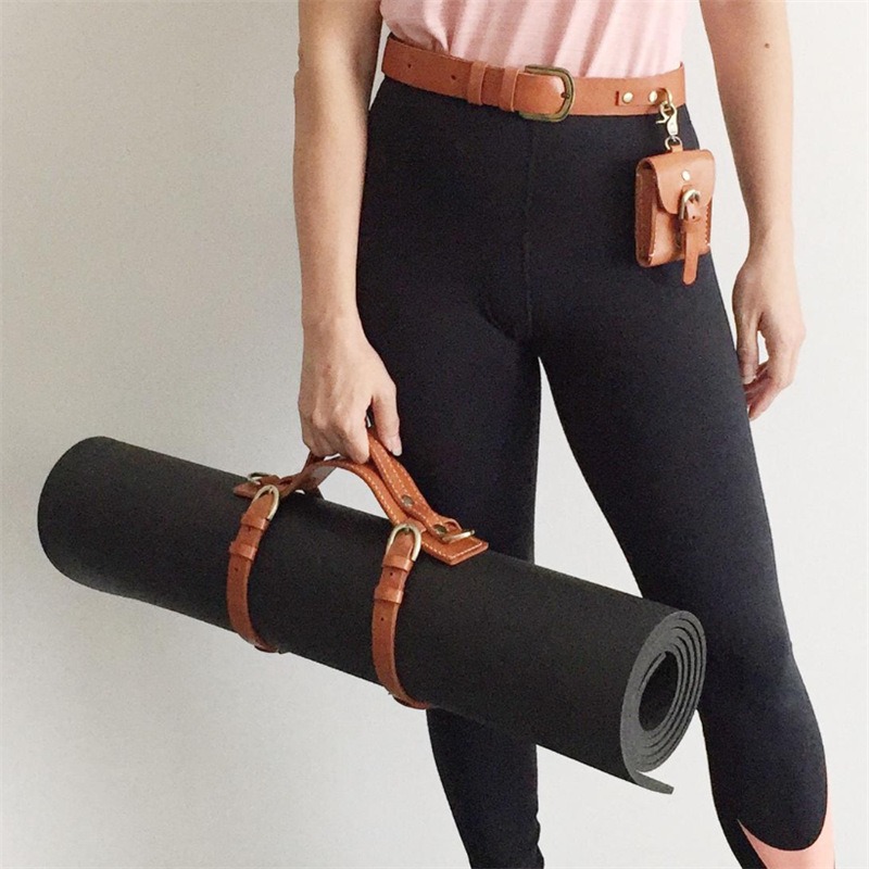 皮革瑜伽垫绑带 瑜伽垫捆绑带 多功能背带 户外瑜伽手提带