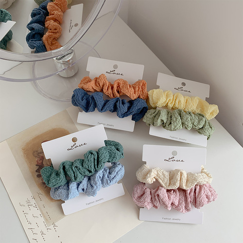 2 pack~Cream puff girl hair rope, sweet and versatile hair rope, large intestine hair ring, ins meatball scalp hair accessories