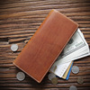 Men's retro long wallet with zipper, leather hand loop bag for leisure, genuine leather, cowhide