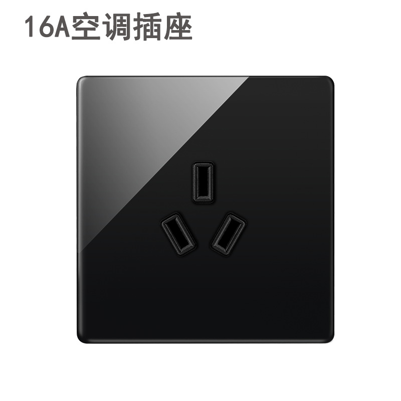 Lingsong interruptor de vidrio socket espejo negro 86 tipo panel de Interruptor táctil inteligente de cinco agujeros fábrica al por mayor