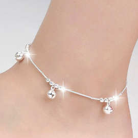 随变 韩版夏季女生礼物镀铜脚链 时尚爱心形铃铛铜饰品 现货批发