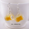 Amusing earrings, funny three dimensional resin, wineglass, ear clips, silver 925 sample, South Korea, no pierced ears