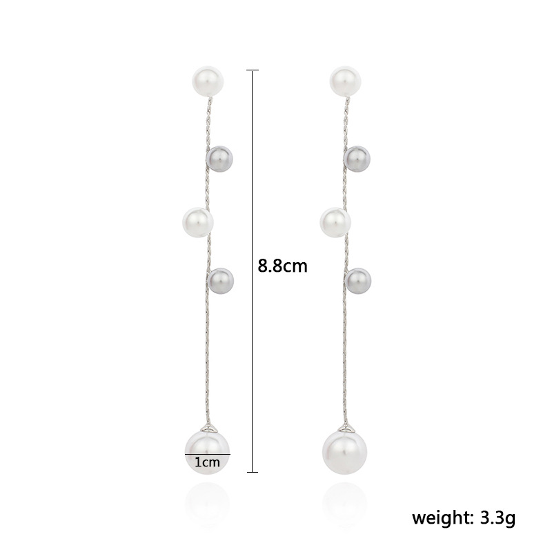 4g Weight Earrings Classification Wedding, Travel, Birthday, Festival Occasion Women'S Gender Fashion Style Silver Color  Korean Fashion  Tassel Pearl Earrings 无
