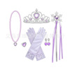 Small princess costume, clothing, accessory, magic wand, gloves with bow, necklace and earrings, ring, set, with snowflakes