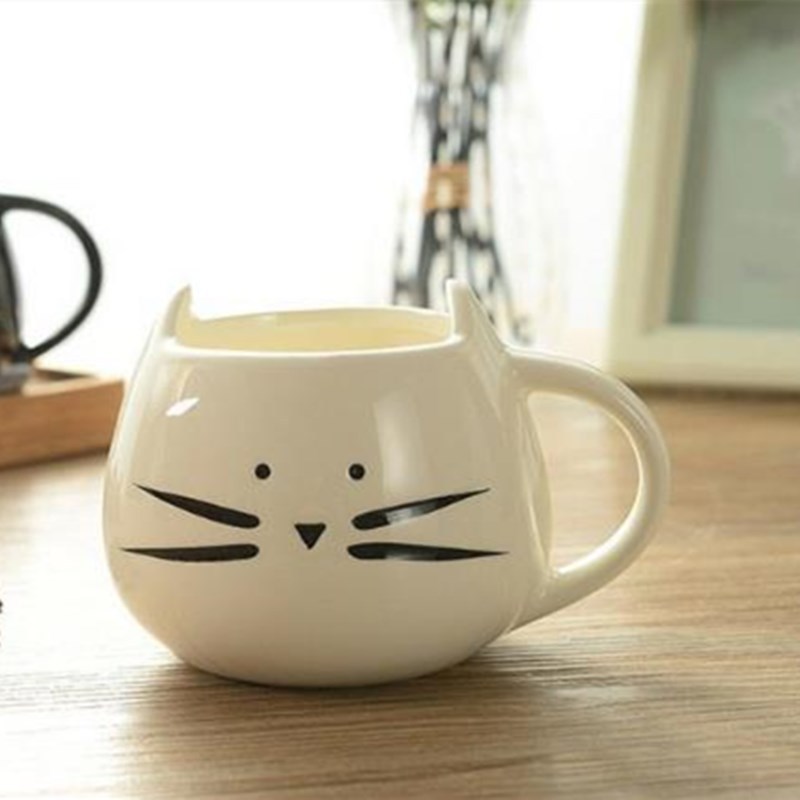 创意新品黑白猫陶瓷杯可爱情侣杯子咖啡杯实用马克杯子 猫咪杯子详情8