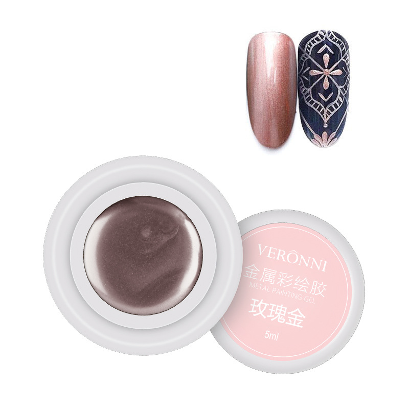 Internet celebridad mismo estilo metal pegamento estilo japonés uñas belleza fototerapia aceite de uñas pegamento Oro Plata Espejo borde gancho línea de tracción pegamento pintado