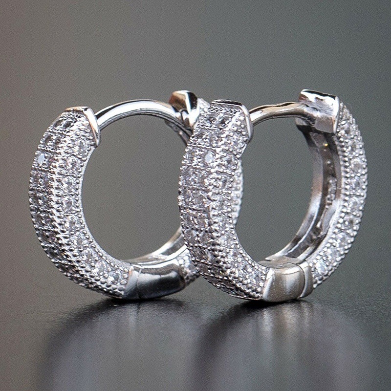 Boucles D'oreilles En Zircon Incrustées De Cuivre Simples À La Mode En Gros display picture 2