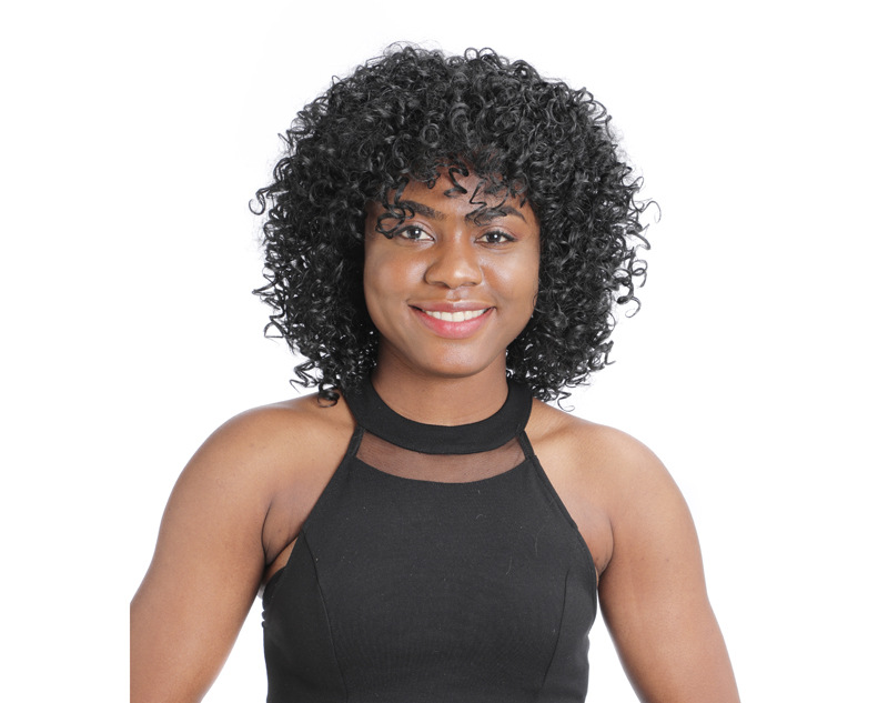 Synthetic wig Small Kinky curled headband fluffy and explosive wig headband_voghion.com