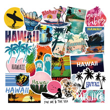 50张Hawaii夏威夷贴旅行贴纸拉杆箱贴冰箱涂鸦贴汽车手账贴画ins