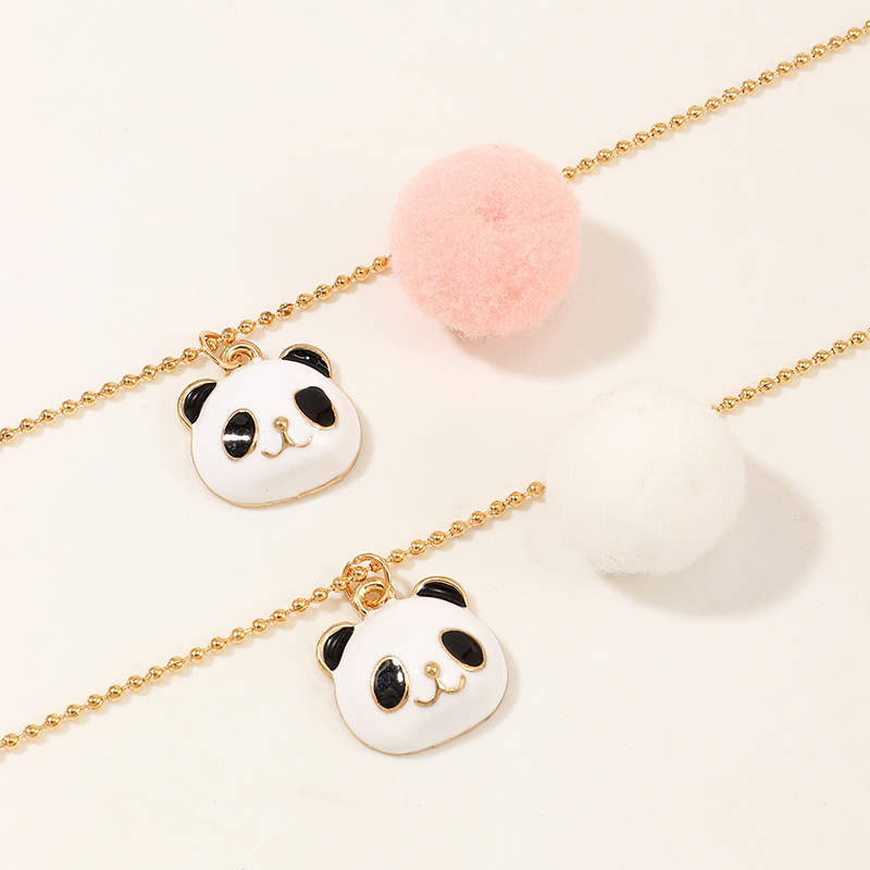 Chinese Style Cute Panda Alloy Dripping Oil Necklace Creative Animal Short Necklace Wholesale display picture 2