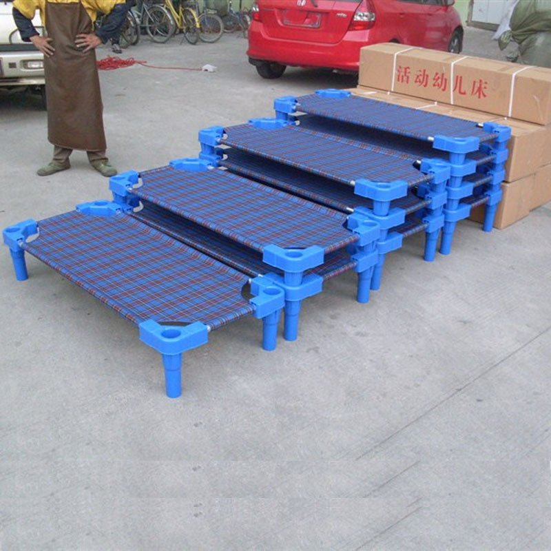 Wholesale kindergarten Plastic canvas bed Children's bed Trust Class lunch bed Bed bed early teaching class baby bed stacking bed
