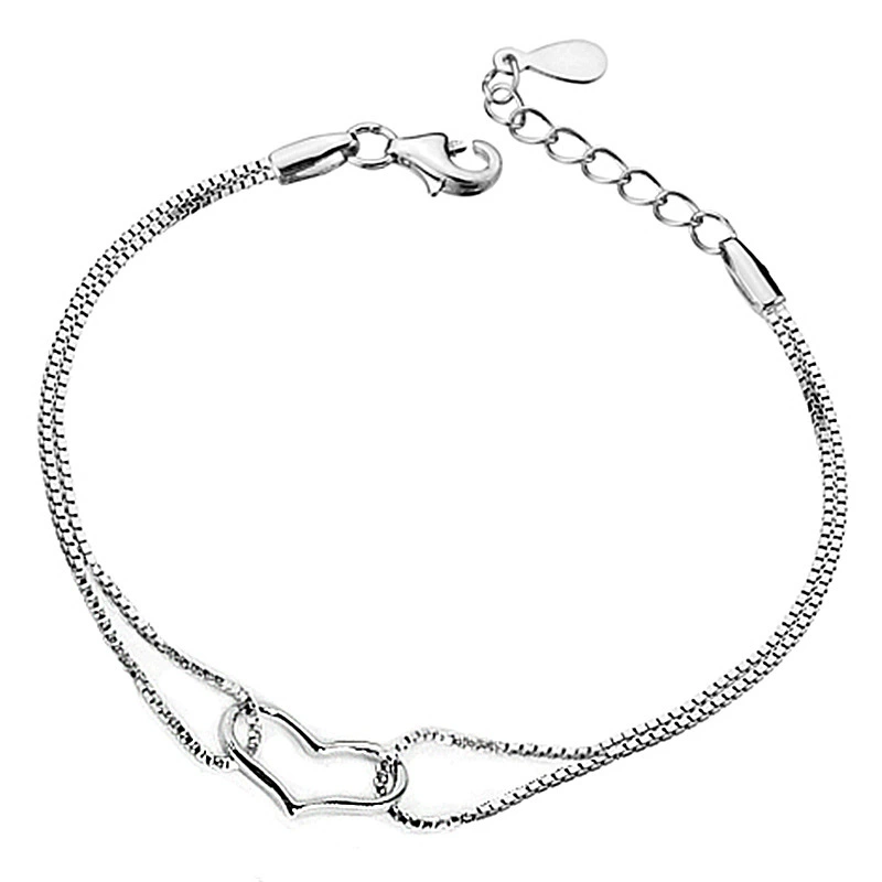 Accessory, platinum bracelet heart shaped, Korean style