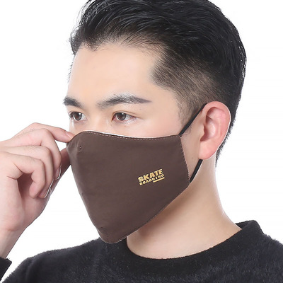 新款秋冬季韩版男士印花字母口罩立体折叠可调节口罩双层加大加厚