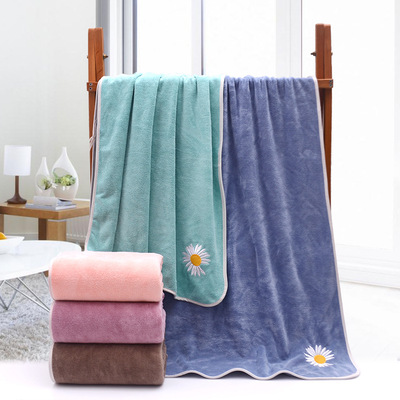 Youth Bath towel Superfine fibre Embroidery Beauty Bath towel 70*140 thickening water uptake Quick drying Youth Bath towel
