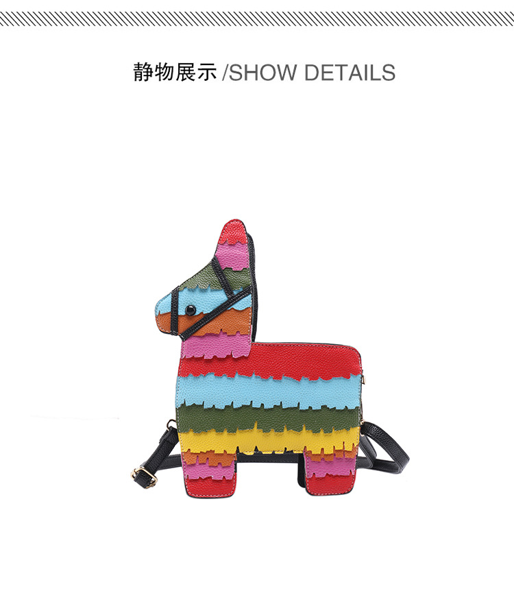 Hot Selling Fashion New Creative Hit Color Cute Cartoon Rainbow Color Stitching Pu Pony Crossbody Bag Shoulder Bag Nihaojewelry Wholesale display picture 83