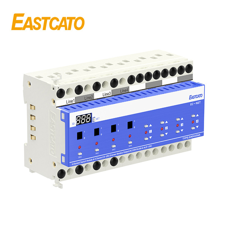 凯图DA0410AA导轨式4路20A荧光灯调光模块，智能照明控制系统